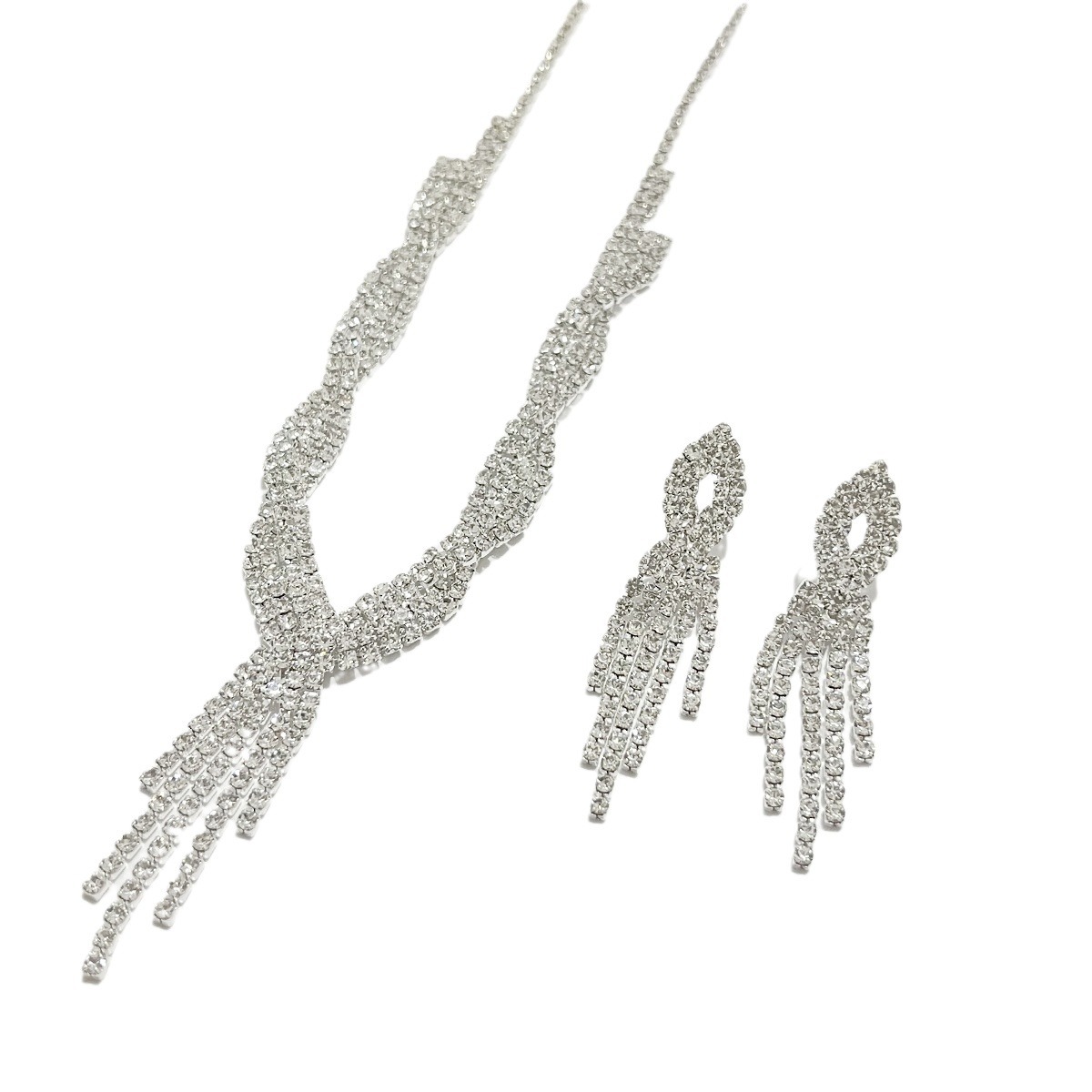 Collar pendientes borla boda joyería traje rhinestone colgante banquete de boda giro vestido de boda accesorios 8673