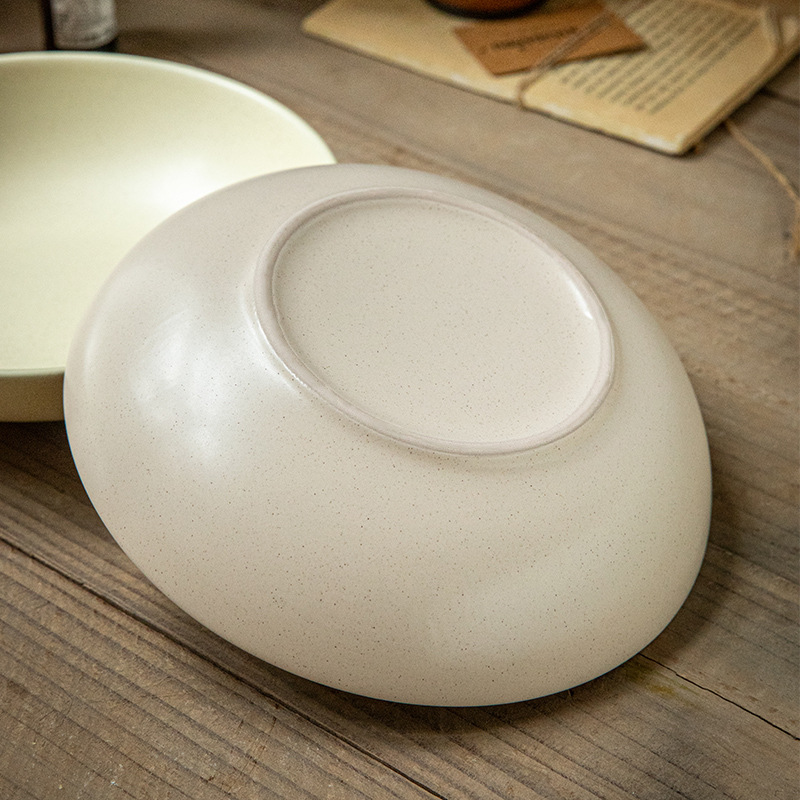 Tazón de verduras Ike Plato profundo mate de 8 pulgadas Tazón de cerámica con esmalte de sésamo especial Plato de sopa Ike de alto valor Exportación transfronteriza