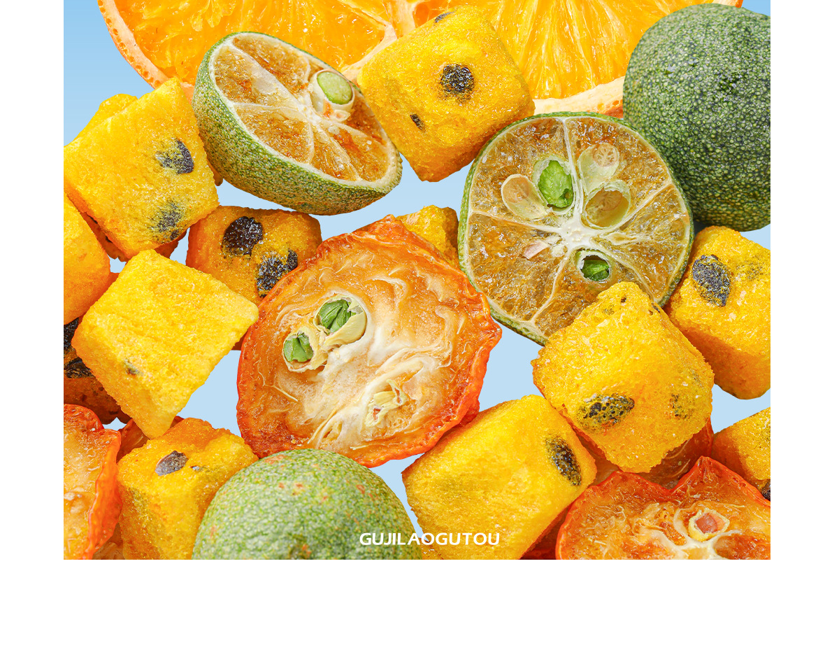 Freeze Dried Passion Fruit Orange Kumquat Green Mandarin Fruit Tea Blend Cold Brew 115g in use