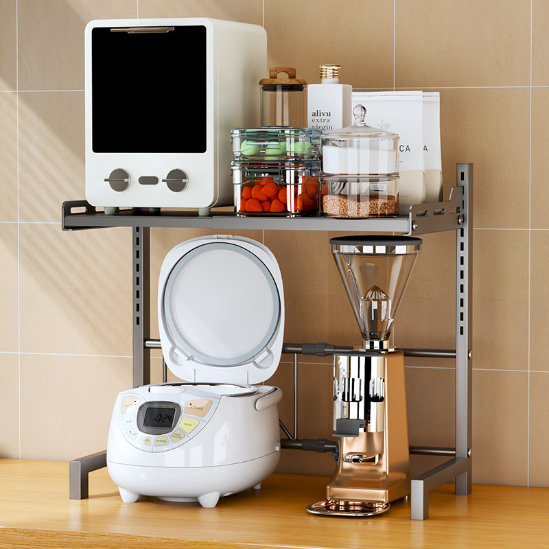 Nueva transfronteriza cocina microondas horno almacenamiento estante retráctil de una sola capa de doble capa horno del hogar Cocina de arroz organización rack