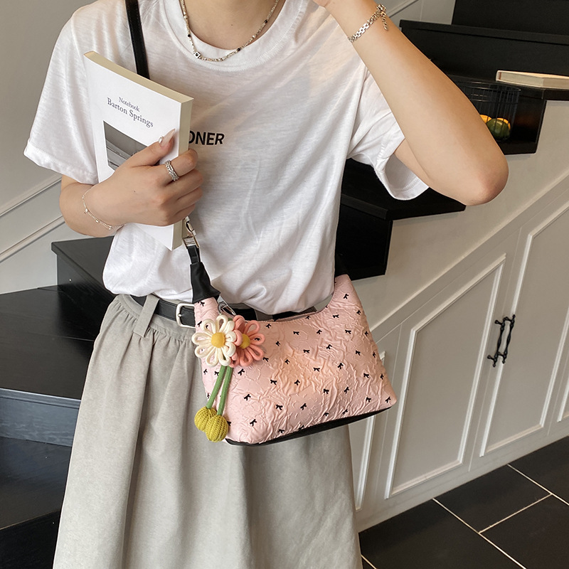 Bolsos populares de este año, nuevos bolsos de verano 2025, bolsos de hombro con lazo lindo, bandolera de color de contraste de estilo occidental