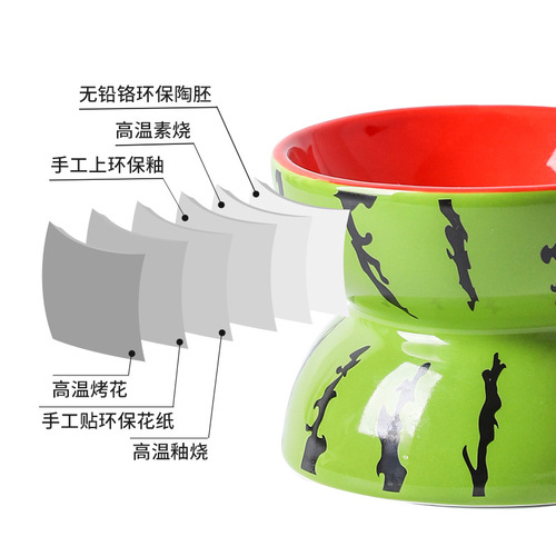 Cat Bowl Ceramic Cat Food Plate Cervical Protection Slanted Mouth Pet Supply Tall Foot Bowl Cat Food Water Tray Dog Cat Dinner Plate