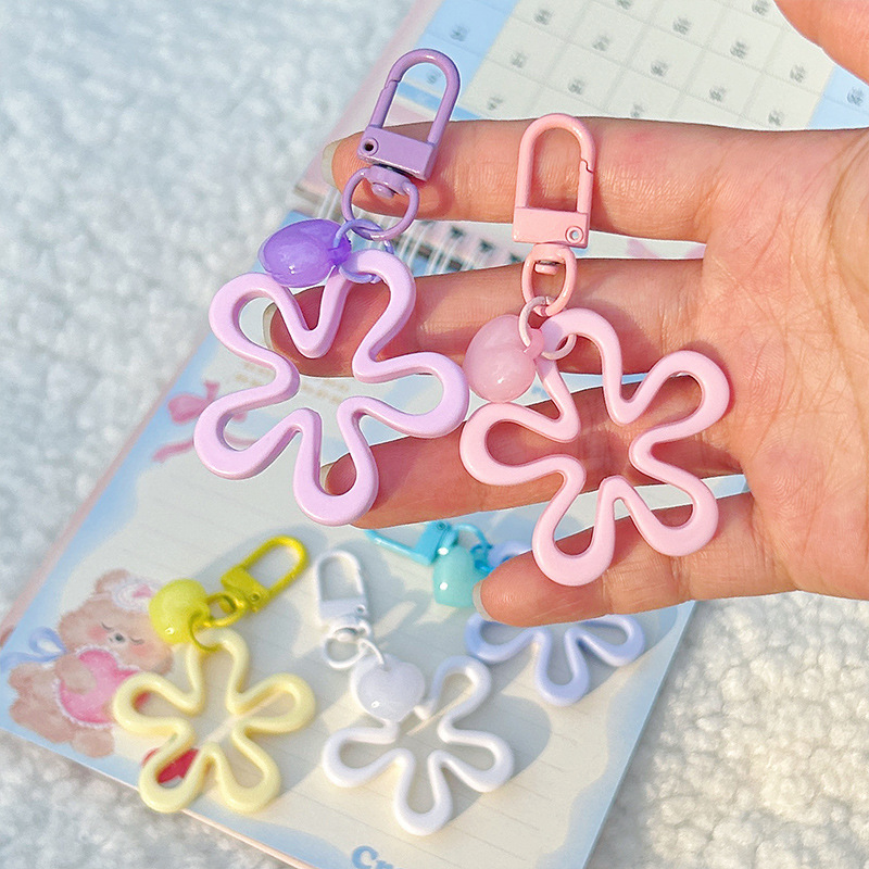 カラー大波花キーホルダーinsアクリル透かし彫り花愛掛けdiy携帯電話チェーン掛け部品