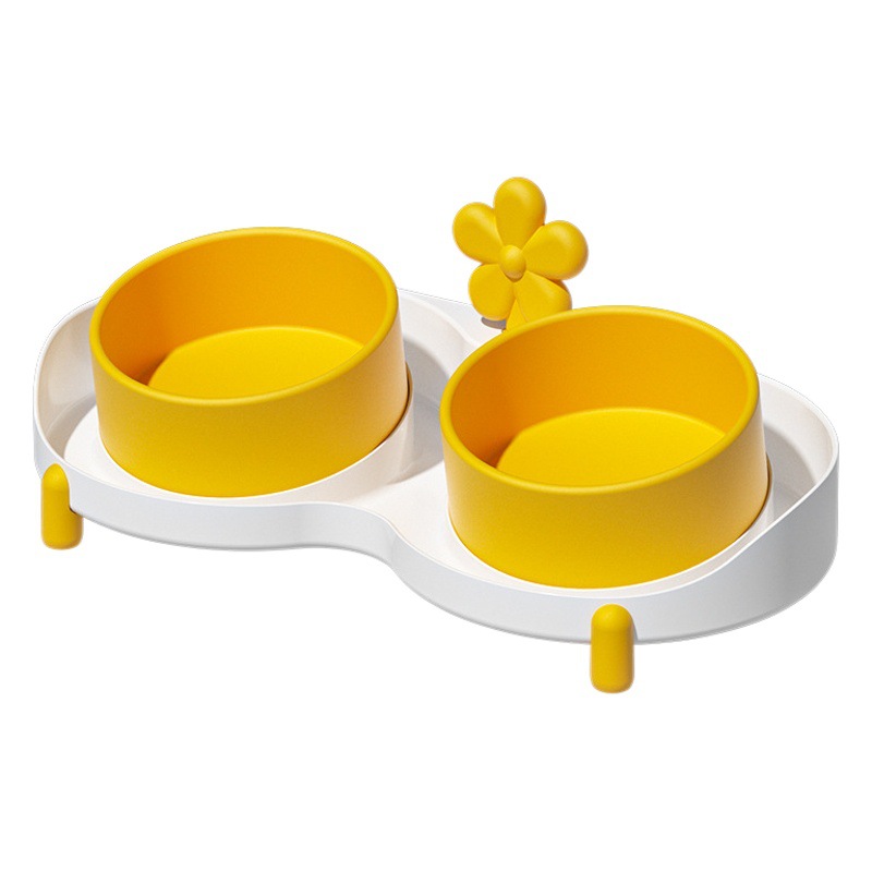 Gato tazón de cerámica gato tazón de PET protección cervical vértebra anti-escupiar doble tazón de agua alimentación uno