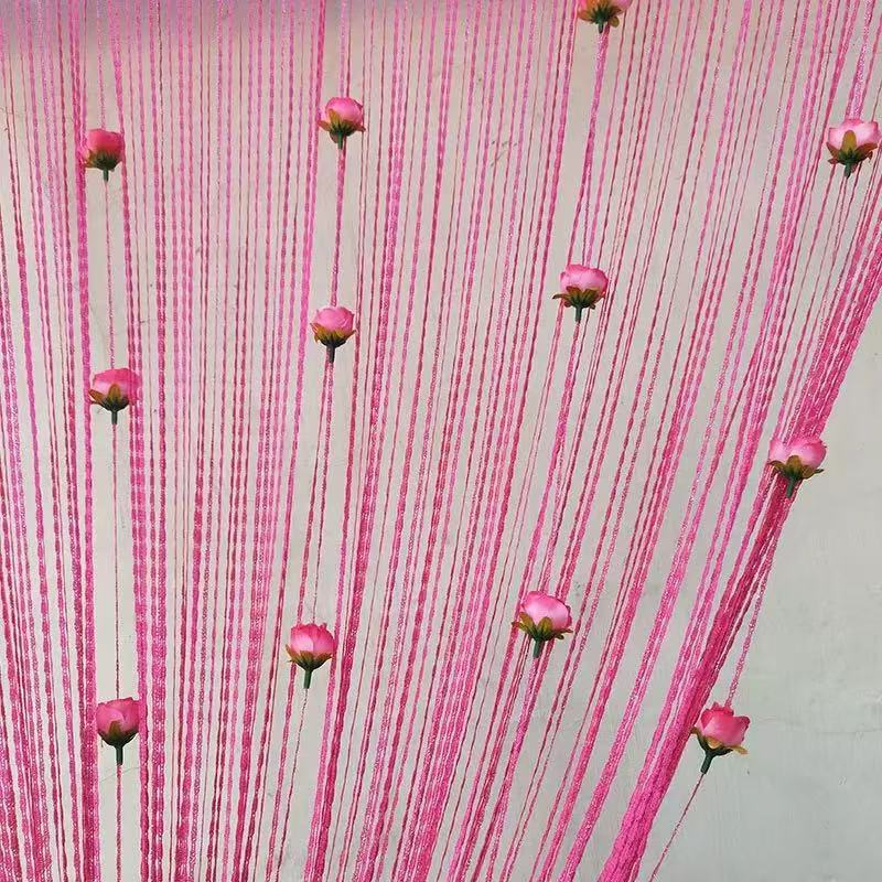 Cross-Border Popular Item: 1*2 Silver Thread Rose Flower String Curtain for Bedroom and Living Room Partition, Entryway Hanging Curtain, Festive Style Door Curtain Cross-Border Popular Item: 1*2 Silver Thread Rose Flower String Curtain for Bedroom and Living Room Partition, Entryway Hanging Curtain, Festive Style Door Curtain