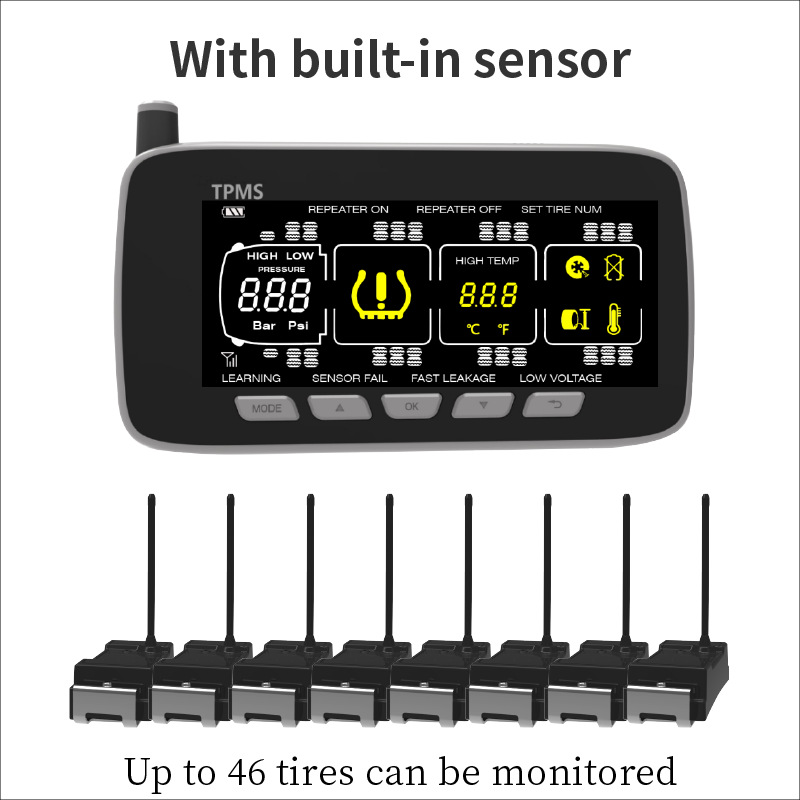 Truck and Mining Vehicle Tire Pressure Monitoring Instrument Tpms Universal Built-In and External Pressure Sensor Tire Pressure Detection System