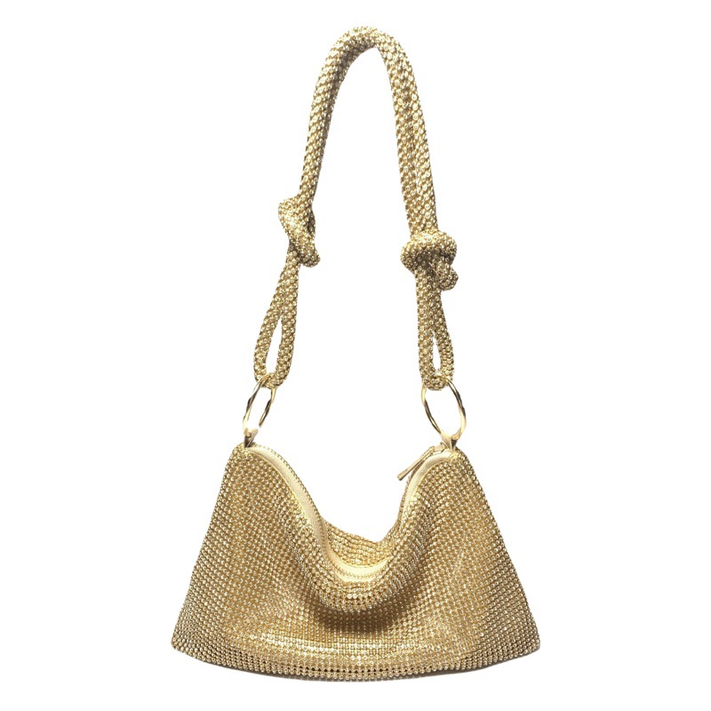 Moda brillante anudado rhinestone hecho a mano axilas banquete noche bolsa nueva transfronteriza diamante incrustado completo diamante noche bolsa de la axila bolsa