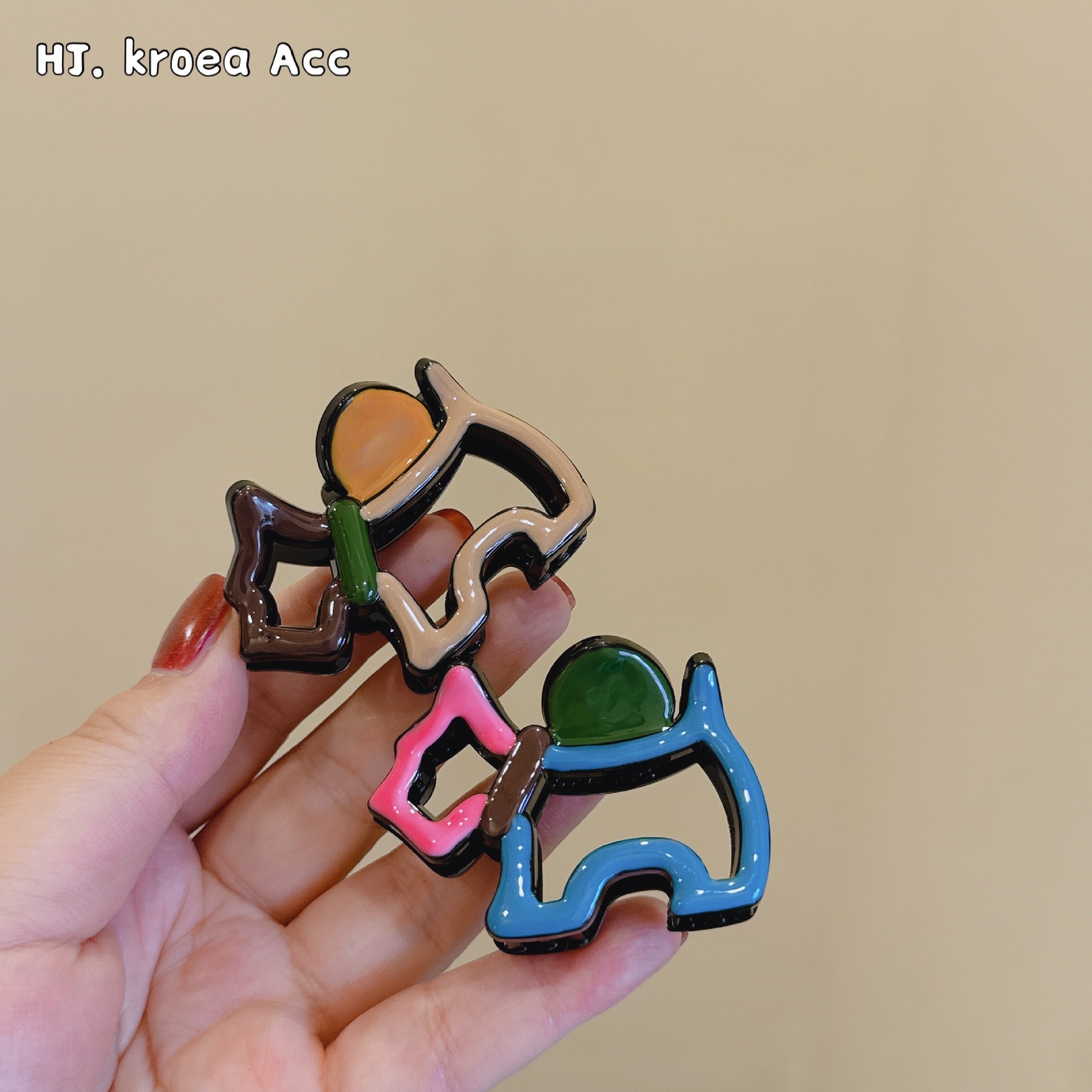 是小可愛呀~小號劉海碎發抓夾狗狗彩色滴油半抓髮夾飾品