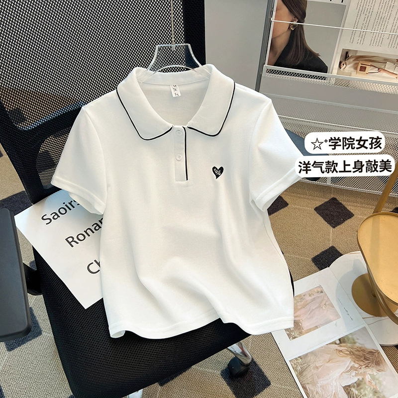 Футболка с короткими рукавами для девочек летом 2025 новый стиль средней школы