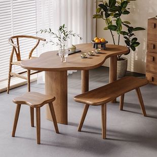 Factory Direct Delivery Modern Simple Solid Wood Special-Shaped Tea Table and Chair Combination Home Living Room Small Balcony Tea Table Light