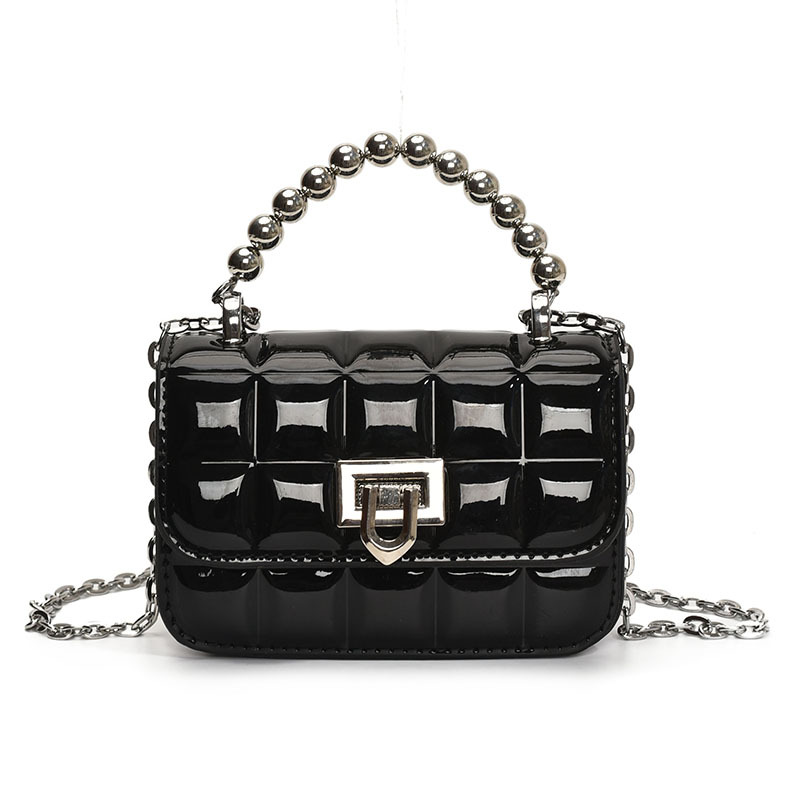 Bolso de hombro para niños y niñas de color sólido, bolso de cadena de bebé brillante de charol de moda 2025 nuevo mini bolso para niños