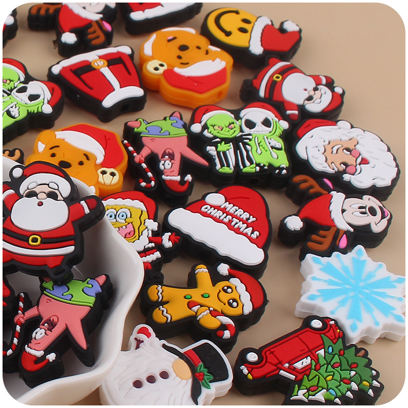 Nuevo bebé de dibujos animados Navidad Santa Claus pequeño mordedor creativo DIY bebé molar pezón cadena Accesorios