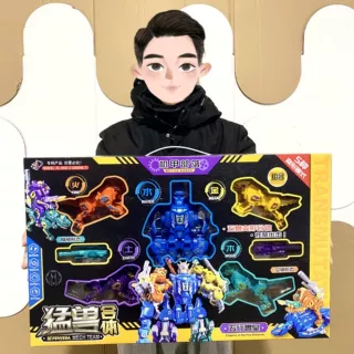 儿童变形五合体机器人模型玩具男孩教育机构招生奖品礼盒套装批发