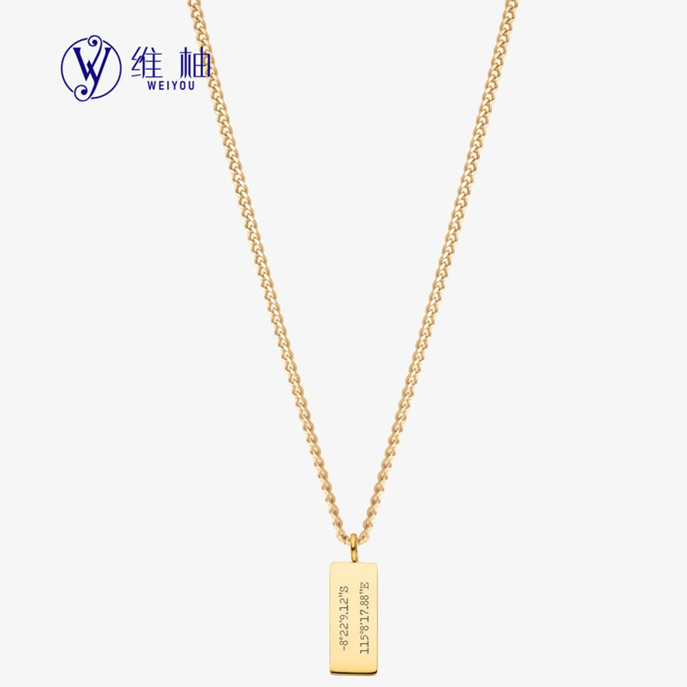 Engraved Stainless Steel Bar Necklace Personalized Custom Name_voghion.com