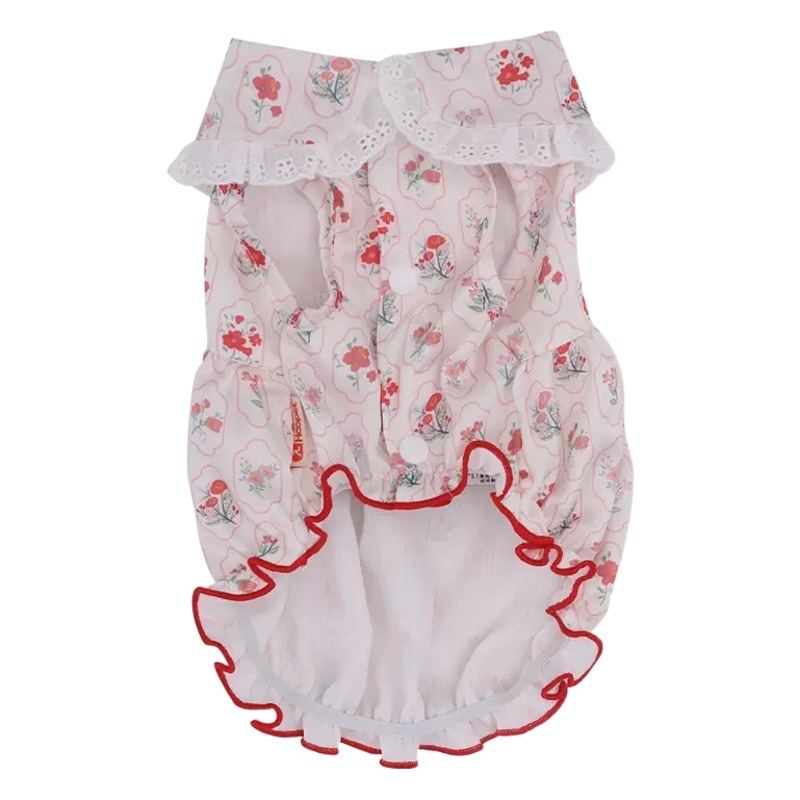 Baihua Blooming burbuja vestido de vestir ropa de gato anti-pelusa primavera mascota gatito primavera y verano fresco Delgado
