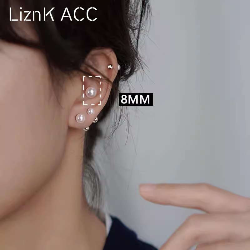 珍珠螺旋耳钉女养耳洞耳环耳饰睡觉免摘螺丝拧扣小耳骨钉配饰批发