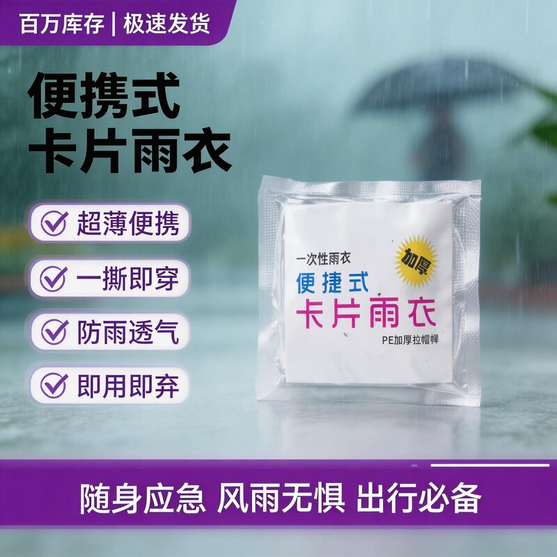 Portable Card-Type Raincoat, Ultra-Thin, Mini, Foldable, Suitable for Outdoor Travel, Rainproof, Unisex, Lightweight Portable Card-Type Raincoat, Ultra-Thin, Mini, Foldable, Suitable for Outdoor Travel, Rainproof, Unisex, Lightweight