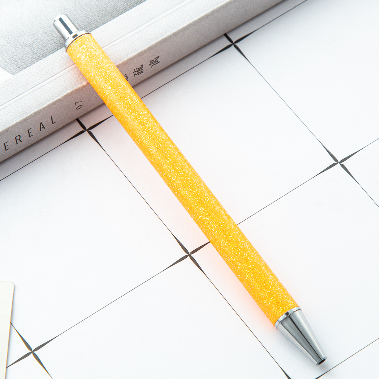 Presione el bolígrafo de polvo de oro al por mayor prepucio pu Glitter pen logotipo imprimible creativo multicolor Bolígrafo De Metal