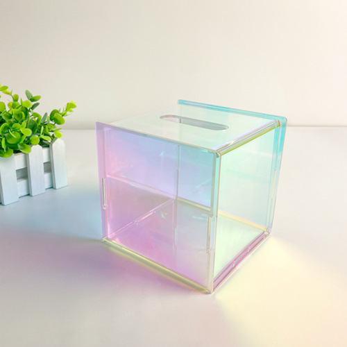 Custom wholesale acrylic tissue box light luxury roll paper tube square storage box laser acrylic tissue box
