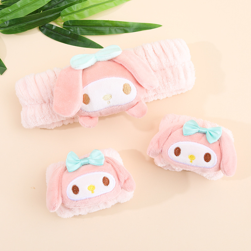 Otoño y invierno nuevo super lindos dibujos animados animal correa de cabello conjunto de correa de muñeca a prueba de humedad presión protector de cabello de muñeca lavado de la cara accesorios de cabello al por mayor