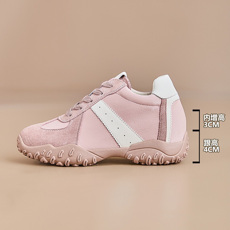 女性用身長7cmアップのトレーニングシューズ、2025年春の新作厚底イエロースポーツカジュアルシューズ、ソフトソールの万能フォレストシューズ。|undefined
