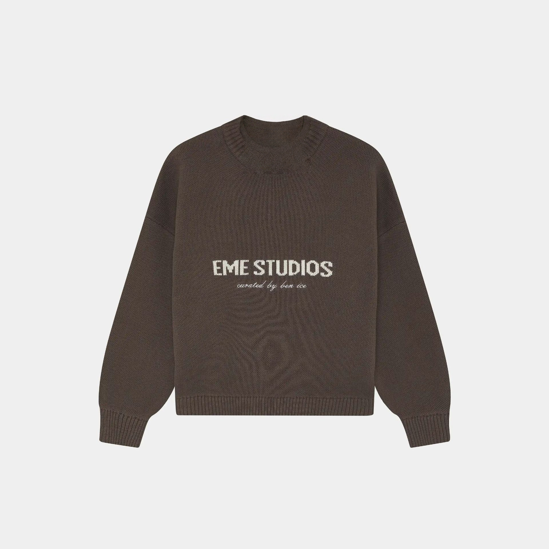 EME Studios Ben Ice Crewneck Sweater Jacquard Brown