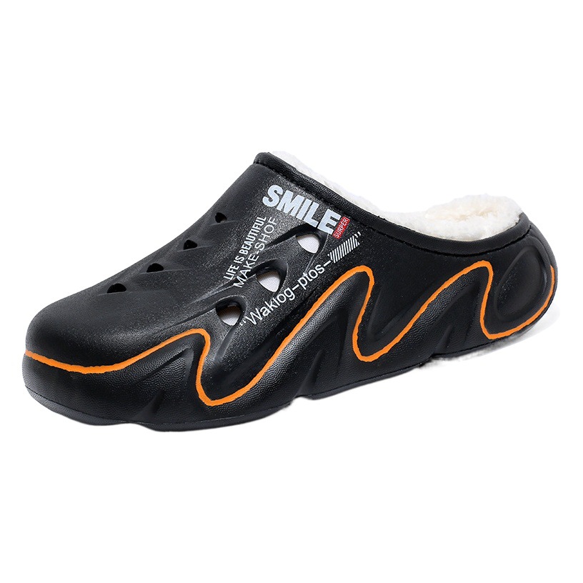 Zapatillas de algodón de marca de moda ropa de invierno forrada de lana engrosada sensación de mierda Deportes interior casa punta cerrada zapatos de algodón de los Hombres Calientes