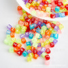 Square plastic acrylic beads with letters, beaded bracelet handmade, 6mm