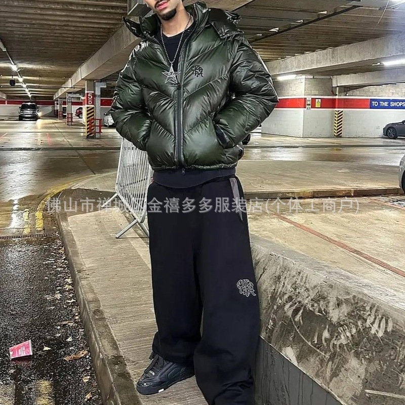 跨境外贸 mertra温感渐变绿色羽绒服加厚保暖立领连帽夹克外套男|undefined