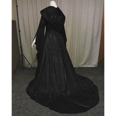 Cross Border 2022 Simple Women cos Clothing Medieval Retro Style Wedding Dress 4 Color Hooded Tunic Dress cospla