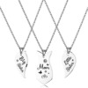 Brainteaser stainless steel, necklace, chain, fashionable set with letters heart-shaped