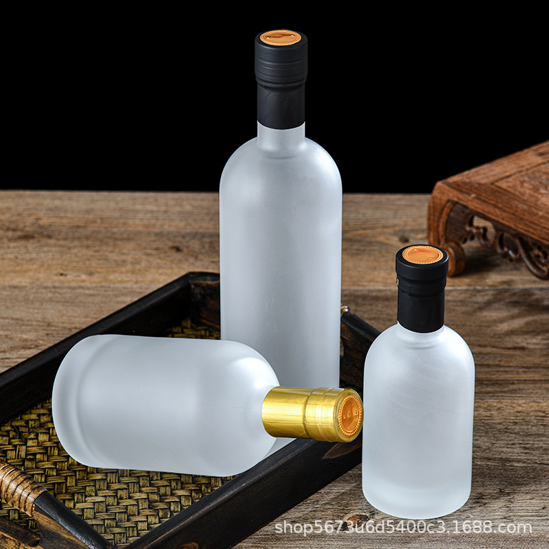 Embalaje de vino vodka vacío botella de vino de fruta vidrio transparente engrosado botella de vino de hielo esmerilado caja de regalo de embalaje de vino blanco