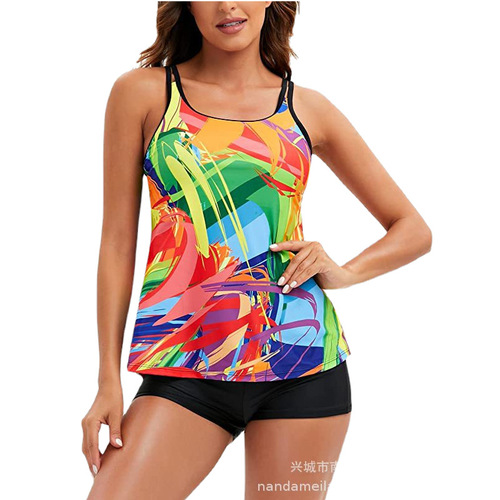 2025 Large Size Square Leg Four-Way Women's One-Piece Swimsuit Swimwear Bikini Origin Bikini