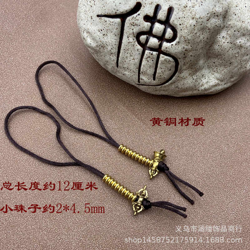 纯铜念佛珠计数器金刚杵铃杵黄铜藏式计数器菩提文玩手串配饰