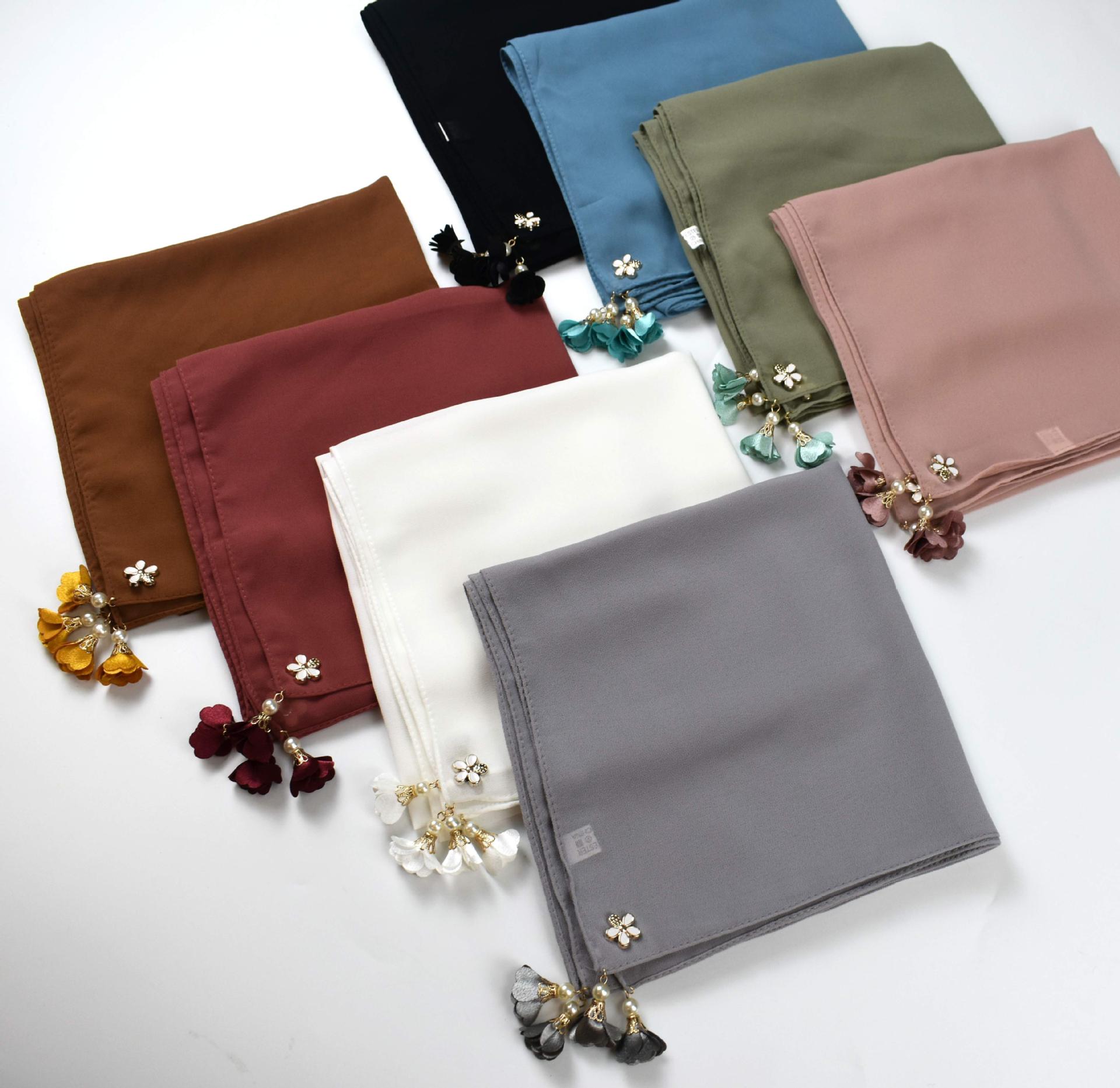 MH030 Pearl Chiffon Square Hijab Scarf from Mariam's Collection8