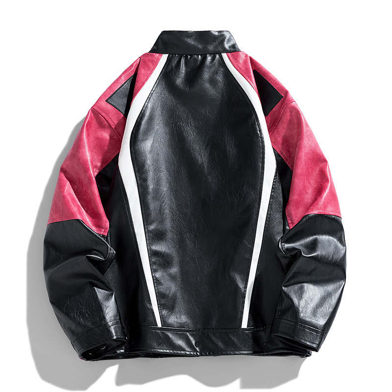 Otoño y invierno nuevo hombre chaqueta de cuero PU chaqueta de cuello vertical chaqueta de cuero hombre estilo coreano delgado no quemado moda de hombre