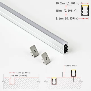 LED线条灯外壳  led硬灯条套件 橱柜灯铝槽 10x15 嵌入式铝壳