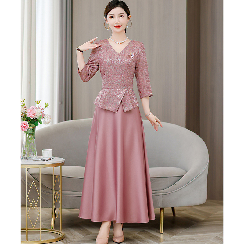 yqwl6933喜婆婆礼服敬酒服2025夏季新款优雅气质绣花修身连衣裙女|undefined