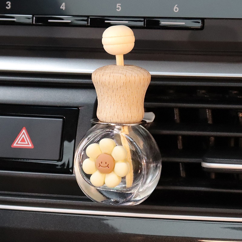Fragancia de coche, líquido volátil, botella vacía, aceite esencial de aromaterapia autoinstalado, aire acondicionado, salida de aire, té blanco, fragancia ligera, dibujos animados duraderos, lindo