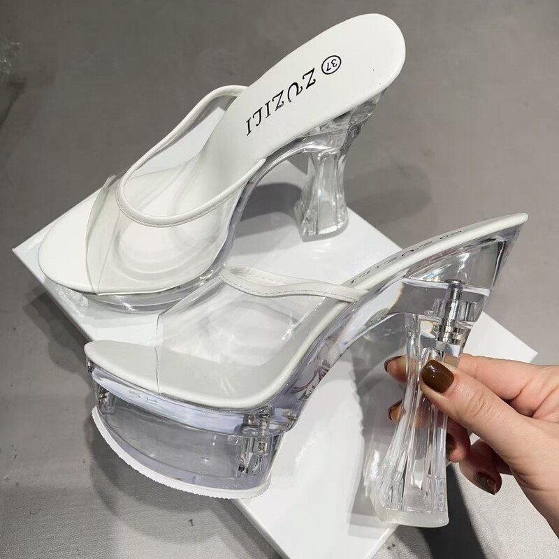 Anti-Chafing Crystal High-Heeled Shoes for Night Club Runway Shows Paired with Dressy High-Heeled Shoes