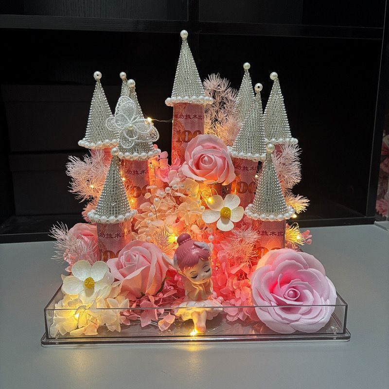 Money Castle Acrylic Gift Box DIY Craft Kit - Perfect as a Birthday Gift for Your Girlfriend or Best Friend - Sparkling Diamond Ornament