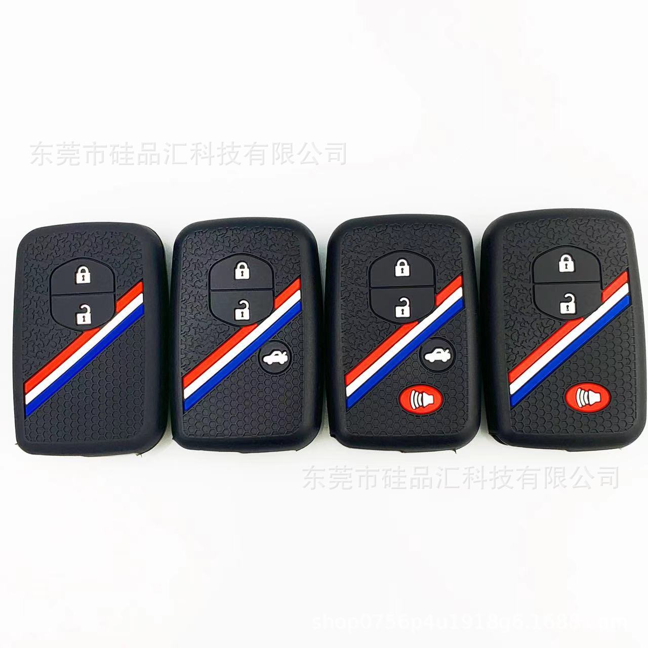 Toyota Camry Highlander Prius Reiz 오버베어링 Prado Crown 실리콘 키 세트 트라이 컬러에 적합
