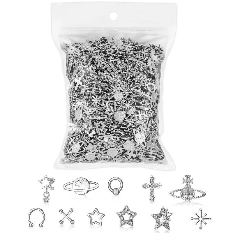 Cross-border explosions 110 pieces of silver nails with stars cross Empress Dowager Manicure Jewelry Nail Pendant Accessories Cross-border explosions 110 pieces of silver nails with stars cross Empress Dowager Manicure Jewelry Nail Pendant Accessories