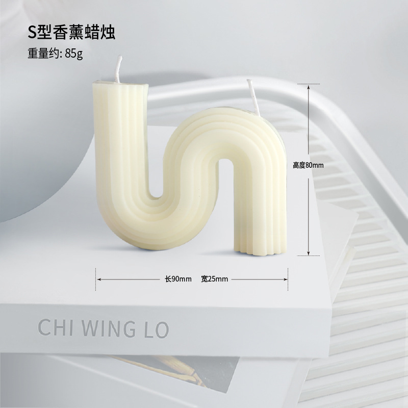 40 velas de aromaterapia de arte de estilo nórdico, modelos calientes, líneas hechas a mano, velas creativas geométricas blancas