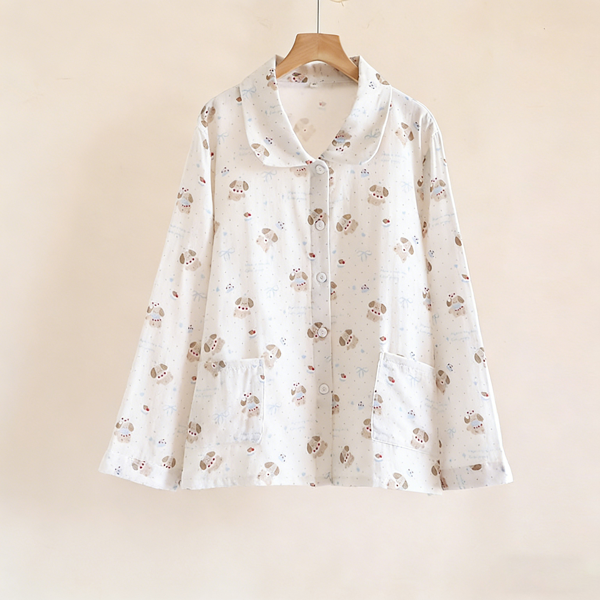 긴팔 거즈 싱글 탑---퍼그