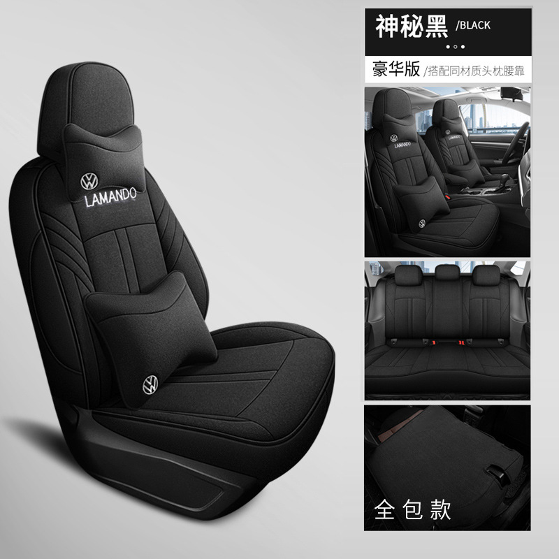 Full Set – Volkswagen Modelə uyğun (Original) oturacaq örtükləri - rear-row-backrest-full-cover-mysterious-black-deluxe-customized