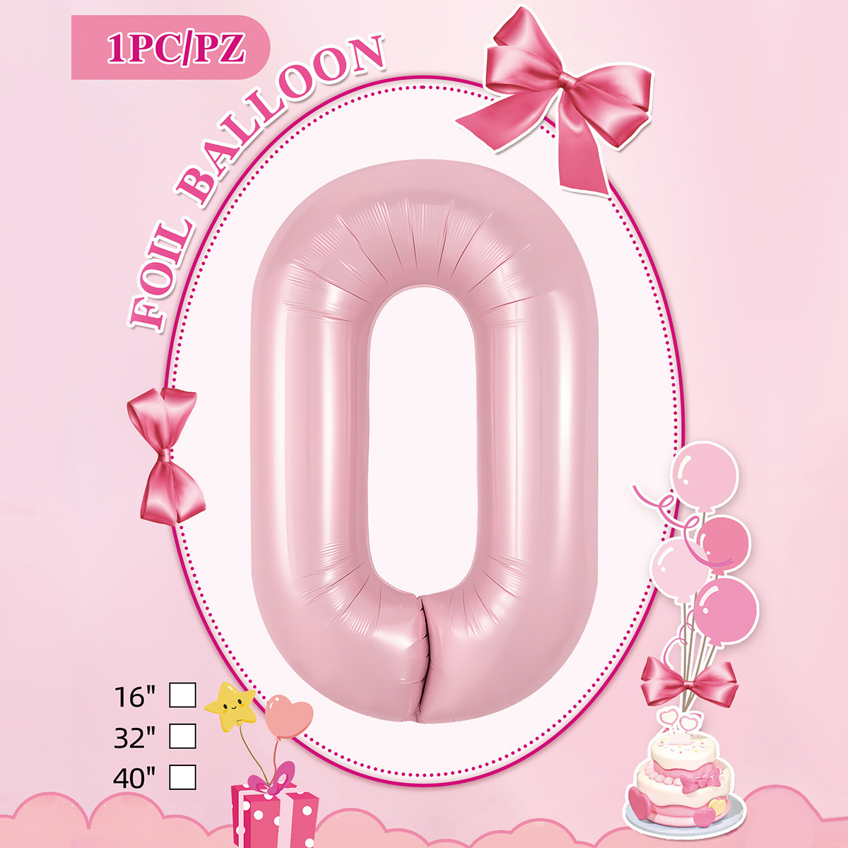 Embalaje de tarjeta de papel independiente digital de cumpleaños impreso en blanco de 32 pulgadas, decoración de fiesta de la versión estadounidense, película de aluminio, decoración de globos de papel de aluminio
