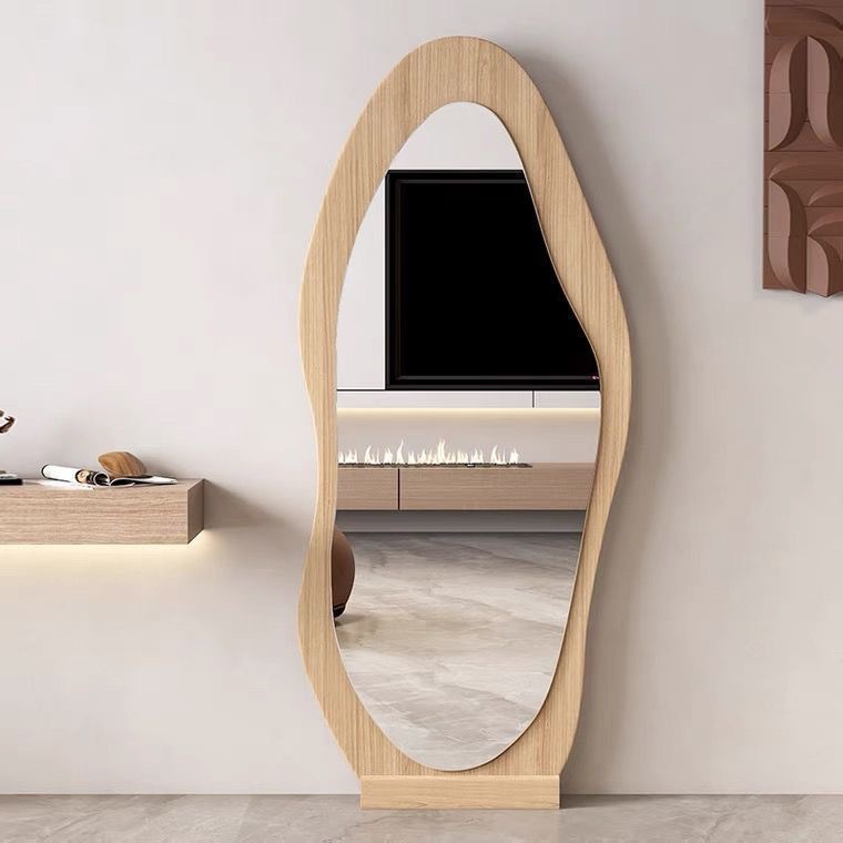 Espejo de cuerpo entero de viento crema Espejo de suelo Espejo de prueba Nórdico Colgar pared dormitorio sala de estar Espejo de vestir nubes de forma extraña image 12