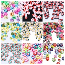 圣诞卡通软陶片串珠diy饰品配件散珠子儿童可爱花朵动物手链材料