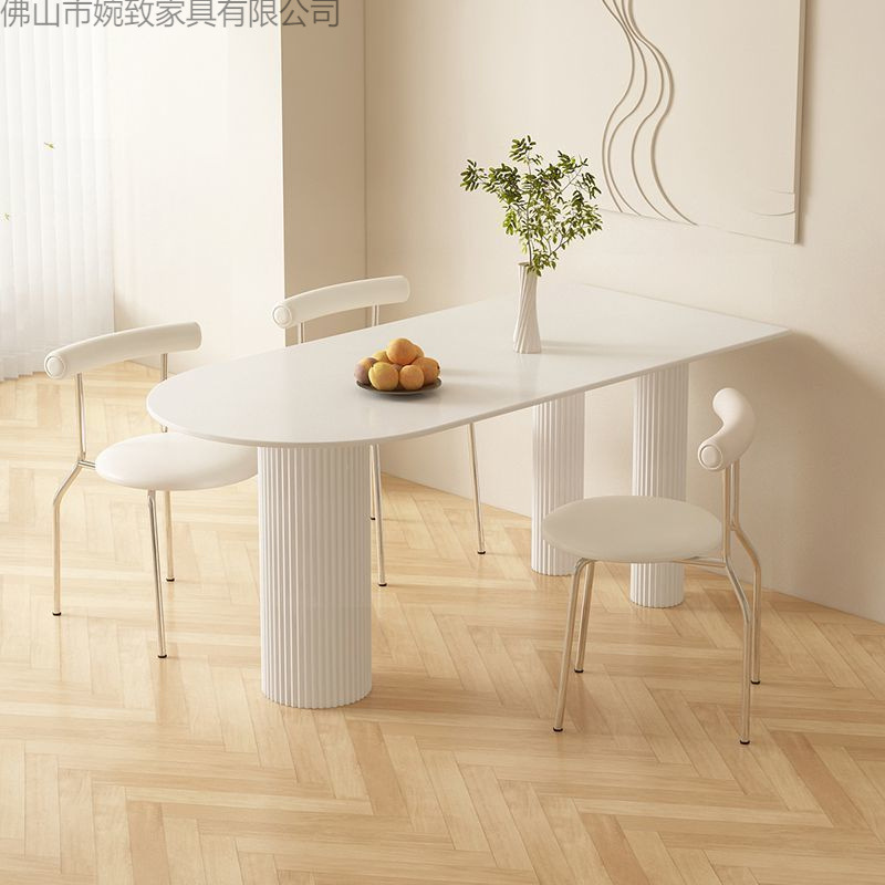 Modern Minimalist Rock Slab Dining Table Set, Simple Home Table for Small Spaces, Modern Dining Table and Chairs for Eating